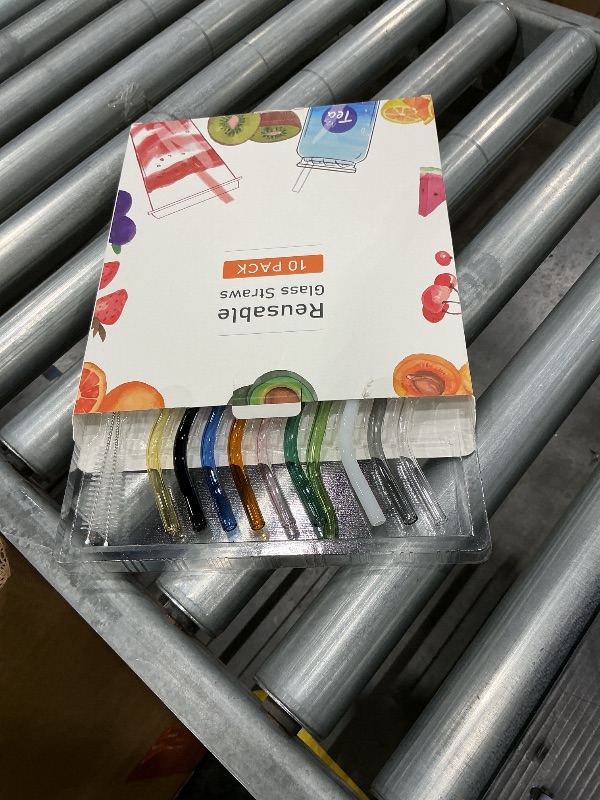 Photo 1 of 10 Pcs Reusable Wavy Colorful Glass Straws,9''x8 mm Shatter Resistant Cute Drinking Straws with 2 Cleaner Brush for Beverages,Coffee,Juice,Cocktail,Teas