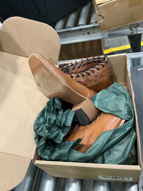 Photo 1 of **Minor Damage - USED**
SO SIMPOK Western Lace Up Cowboy Boots for Women,Retro Knee High Mid Calf Boots,Square Head Chunky Cowgirl Tall Boot. Size 8.5