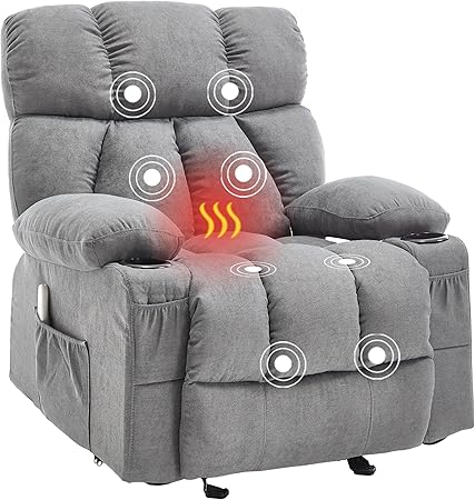 Photo 1 of ***PARTIAL SET*** Phoenix Home Manual Recliner Chair with Massage and Heat Ergonomic Overstuffed Breathable Fabric Reclining Chair with 2 Side Pockets