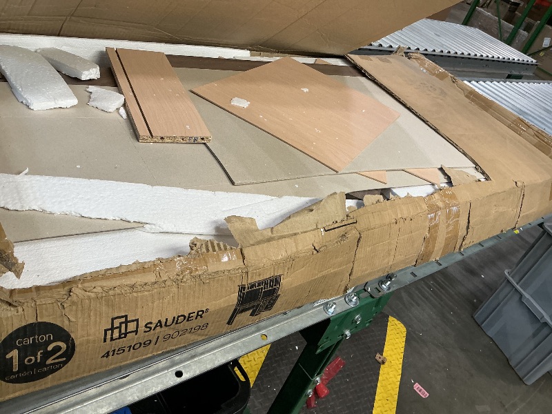 Photo 1 of ***MISSING PARTS*** Sauder Harbor View Home Office Computer Desk with Hutch, Keyboard Tray, in Curado Cherry finish