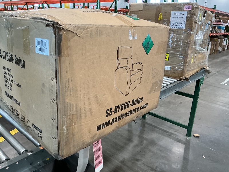 Photo 1 of BestMassage | Recliner Chair | with 2 Point Massage Function | Textile Beige | with Lumbar Support, Adjustable Push Back, Footrest & Padded Seat | Easy Assembly | for Living Room, Home Theatre