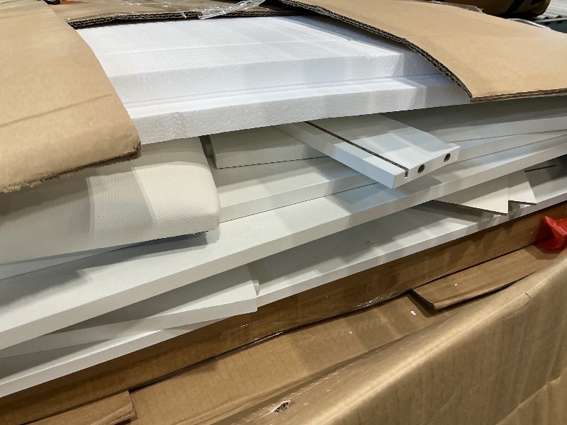 Photo 1 of *Missing assembly manual *YITAHOME Vanity Desk Set with Large 35" LED Mirror and Lights, Makeup Table with 4 Drawers & Stool, 2 AC Outlets and 2 USB Ports, Adjustable Lighting, Modern Ample Storage Dressing Table, White