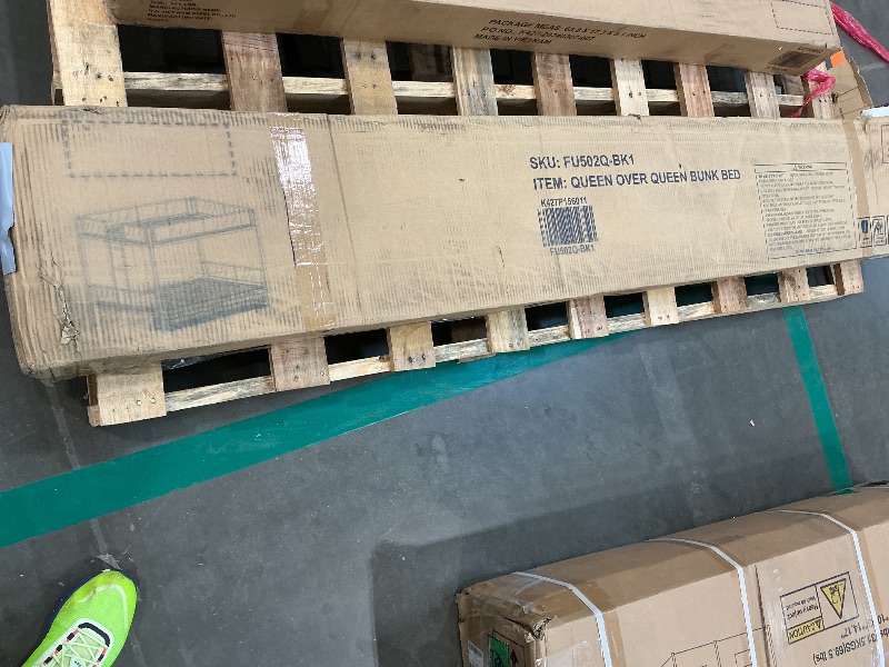 Photo 1 of *SOLD FOR PARTS, PARTIAL SET* LEEKOUS Upgraded Version Thicken Metal Queen Over Queen Bunk Bed, Stronger Heavy Duty Steel Bunk Beds Queen Over Queen Size with Ladder and Guard Rail for Adults, Easy Assembly (Queen Over Queen)