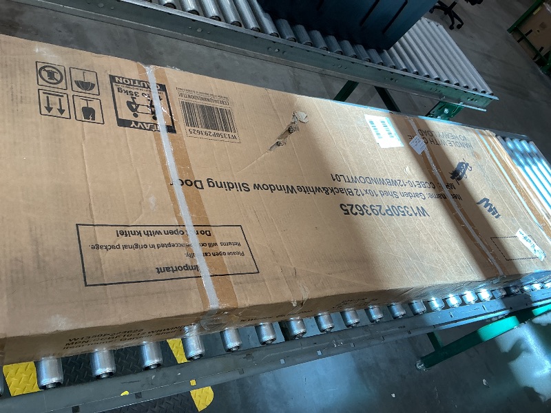 Photo 1 of 12x10 Ft Storage Shed Outdoor, XL Permanent Steel Building with Window, Sliding Doors and 4 Air Vents for Backyard Garden Patio Lawn - White