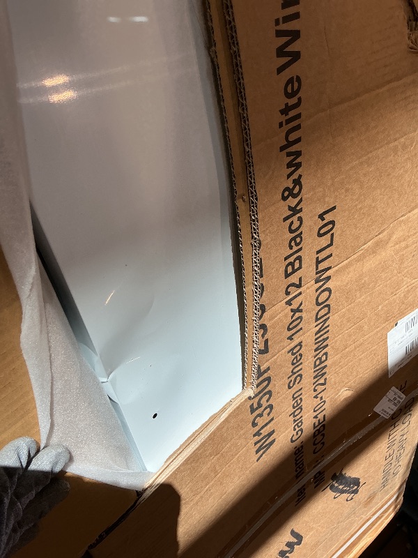 Photo 1 of 12x10 Ft Storage Shed Outdoor, XL Permanent Steel Building with Window, Sliding Doors and 4 Air Vents for Backyard Garden Patio Lawn - White