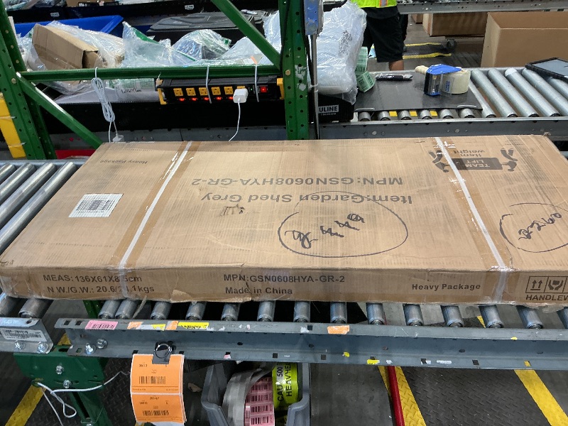 Photo 1 of *PARTIAL SET - Check clerk notes*
8x6 FT Outdoor Storage Shed with Metal Foundation & Lockable Sliding Doors, All-Weather Galvanized Steel Tool Shed for Garden/Patio/Backyard, UV & Rust Resistant, Easy Assembly, Grey