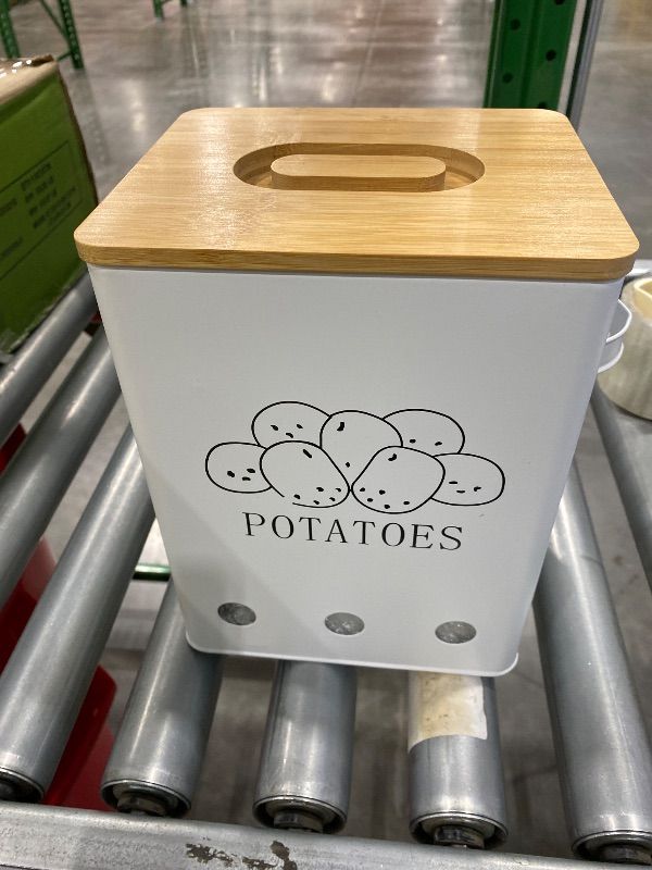 Photo 1 of *Minor Damaged*
WUWEOT 3 Pack Vegetable Storage Tins, Metal Onion Garlic Potato Jars Set, Kitchen Canisters Vegetable Keeper Containers with Aerating Holes and Wooden Lid