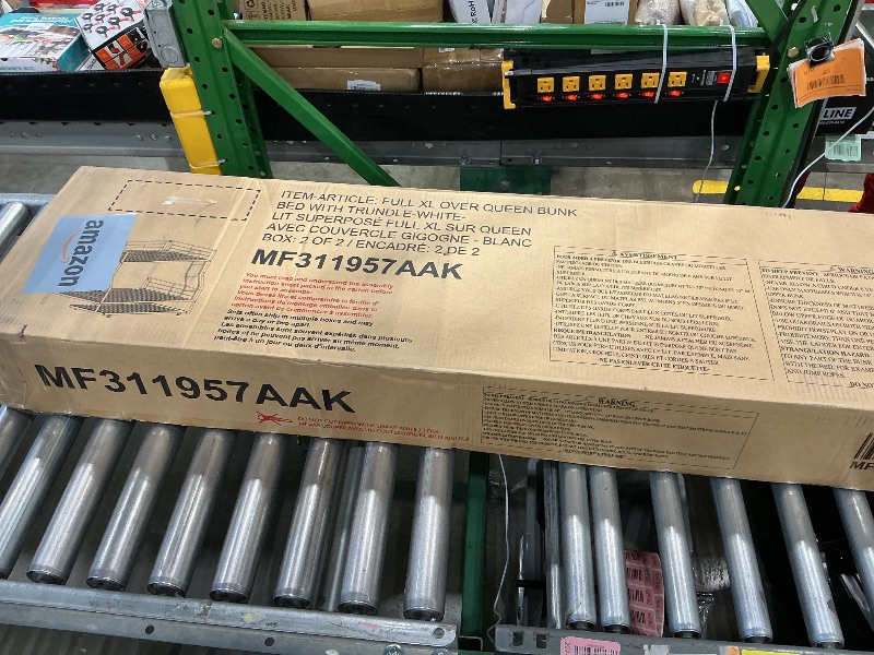 Photo 1 of *PARTIAL SET*
Full XL Over Queen Metal Bunk Bed with Trundle Heavy Duty Beds Frame Convertible Bunkbed with Safety Guard Rails, White