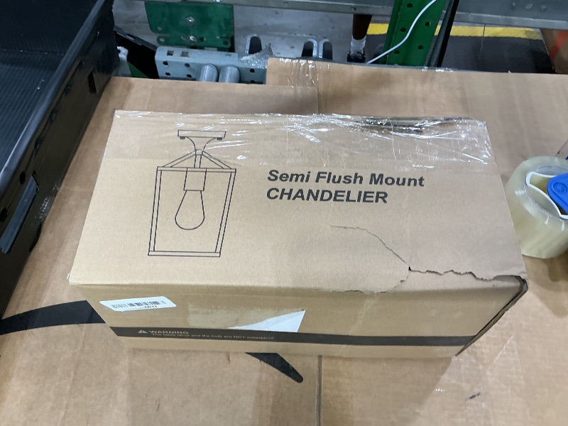 Photo 1 of ?Upgraded?Semi Flush Mount Ceiling Light, Black Industrial Ceiling Light Fixtures, Farmhouse Light Fixture for Hallway Stairway Garage Living Room Dining Room Balcony?Not waterproof, Not for Outdoor?