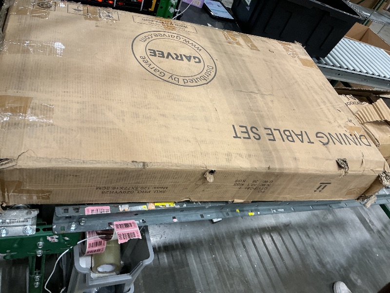 Photo 1 of ***MISSING PARTS*** GarveeHome Dining Table Set for 4, Kitchen Table and Chairs for 4 with Wine Rack, Room Dining Table Set with Storage Benches, Rectangular Kitchen Table Set for Small Space, Apartment, Retro Brown