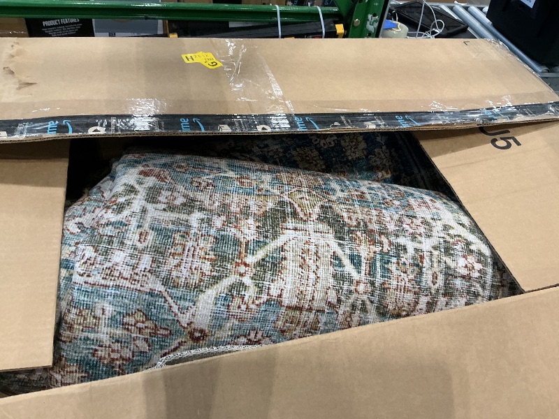 Photo 1 of **USED**
Loloi Layla Collection LAY-04 Ocean/Rust 9'-0" x 12'-0" .13" Thick Area Rug, Soft, Durable, Vintage Inspired, Distressed, Low Pile, Non-Shedding, Easy Clean, Printed, Living Room Rug