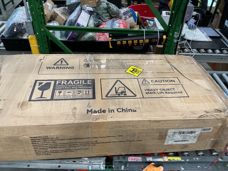 Photo 1 of *MISSING PARTS UNKNOWN*
Vanity Desk with Mirror and 11 LED Lights, 43'' Makeup Vanity Table with Power Outlet & Chair, Dressing Table with 3 Drawers, 2 Cabinets and 6 Open Shelfs for Bedroom, White