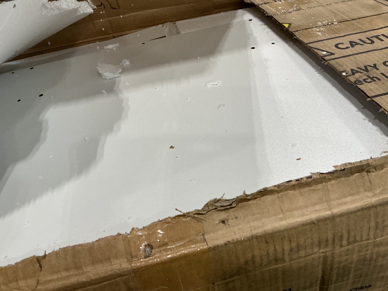 Photo 1 of *MISSING PARTS UNKNOWN*
Vanity Desk with Mirror and 11 LED Lights, 43'' Makeup Vanity Table with Power Outlet & Chair, Dressing Table with 3 Drawers, 2 Cabinets and 6 Open Shelfs for Bedroom, White