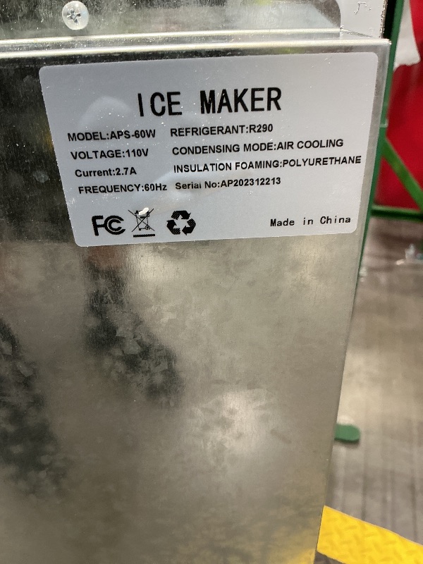 Photo 1 of *Minor Damaged - Check clerk notes*
Commercial Ice Maker, 2 Water Inlet Modes, Ice Machine 120Lbs/24H with 30Lbs Storage Capacity, 60Pcs/Cycle Ice Cubes, Stainless Steel Freestanding Ice Machine for Home/Shop/Office/Bar