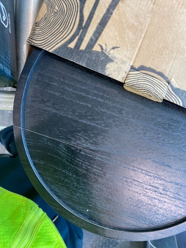 Photo 1 of *Slightly cracked* Round Decorative Tray Wood Bathroom Counter Organizer Farmhouse Kitchen Decor Wooden Riser for Soap Dish, Perfume, Candle, Sponge, 12" - Black