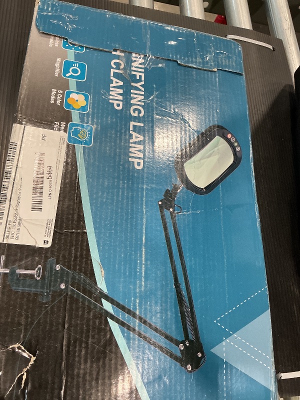 Photo 1 of 10X Rectangle Magnifying Glass with Light and Clamp, 5 Color Modes Stepless Dimmable, Lighted Magnifier with Stand Hands Free, Flexible Swing Arm LED Desk Lamp for Close Work, Craft, Reading, Painting