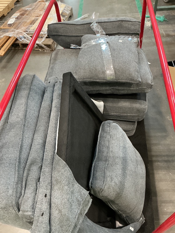 Photo 1 of *PARTIAL SET - Selling for parts ONLY*
KEIKI 94" L-Shaped Oversized Modular Linen Sectional Sofa with Rolled Arms, Cushion Back, Modern Convertible 5-Seater Corner Couch, Easy Assembly, for Apartment, Living Room, Bedroom, Dark Gray