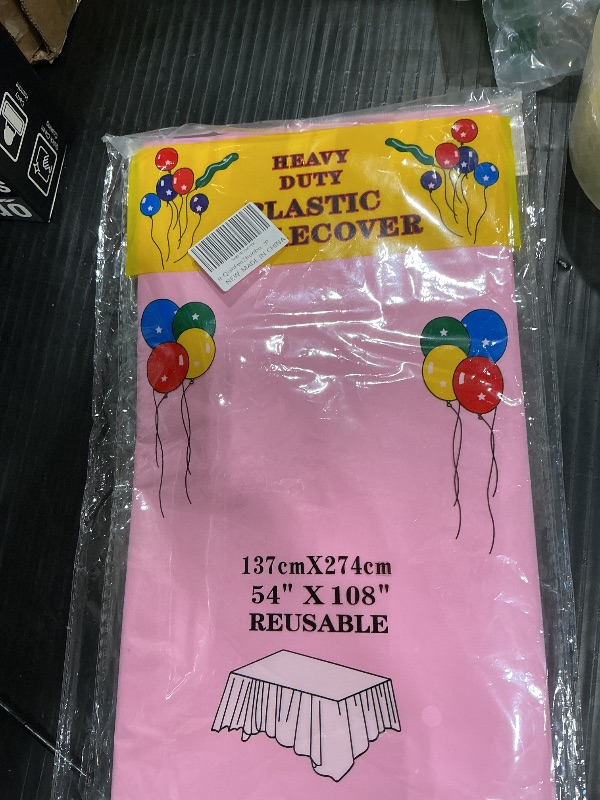 Photo 1 of 2 Pack Plastic Tablecloths Disposable Table Covers Plastic Table Cloths for BBQ Picnic Birthday Wedding Parties Waterproof and Oil-proof Table Cloth Light Weight Thin Light Pink TableCover 54 x 108 In