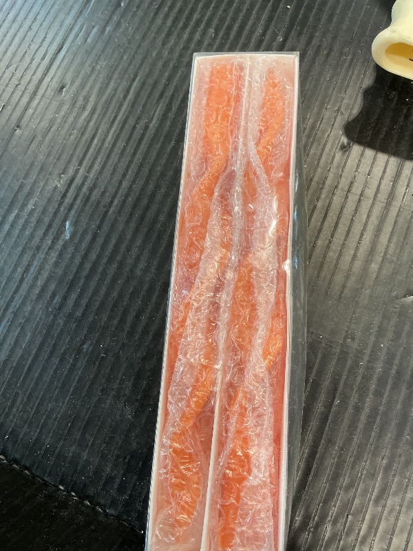 Photo 1 of 10 Inch Spiral Taper Candle Candle Sticks Handmade Unscented Set of 2 Smokeless Long Candle Dripless Tapered Candles for Halloween Thanksgiving Decoration(Orange)