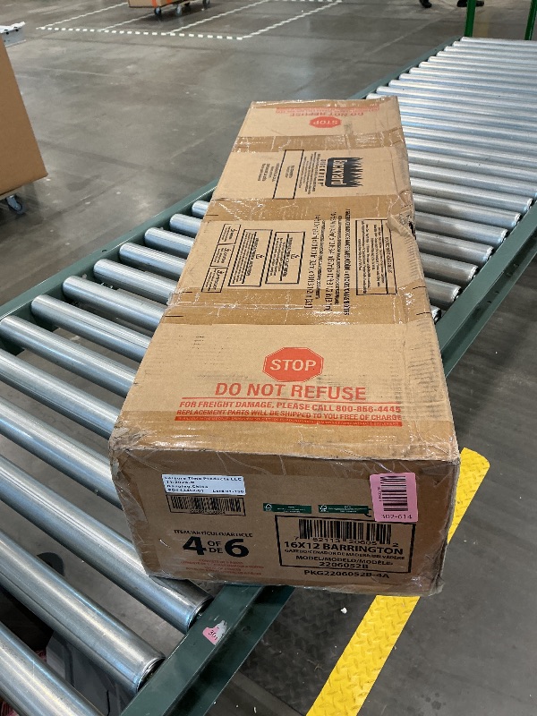 Photo 1 of ***ONLY BOX FOUR OF SIX***Backyard Discovery Barrington 16' x 12' Cedar Wood Outdoor Gazebo Pavilion with Hardtop Galvanized Steel Hip Roof, Snow Support, Wind Resistance, PowerPort, Shade for Garden, Patio, Deck, Entertaining