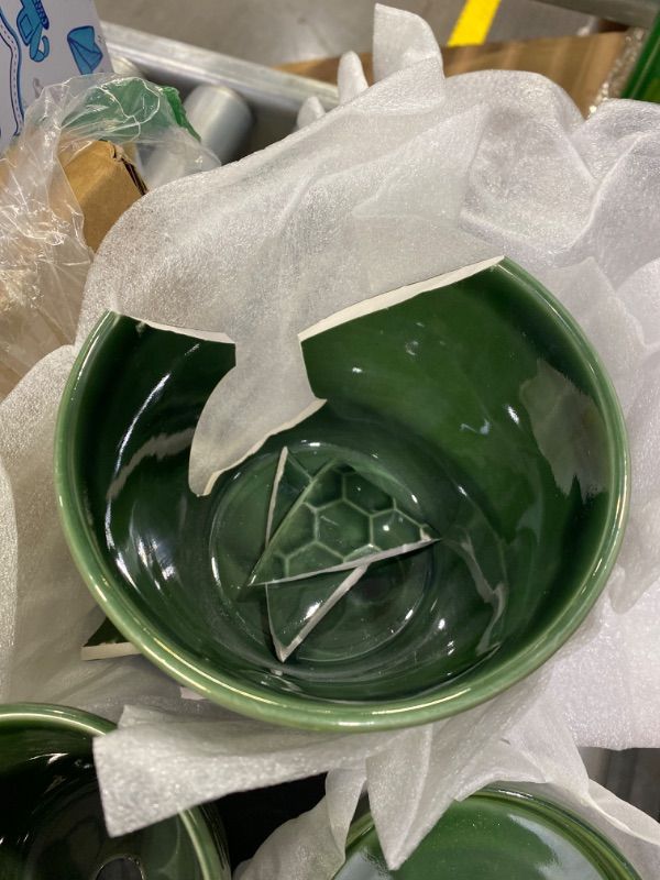 Photo 1 of ***MAJOR DAMAGE*** ***READ CLERK NOTES*** BUYMAX Ceramic Plant Pot – 4”+5”+6” inch Ceramic Flower Pot with Drainage Holes and Tray - Gardening Home Desktop Office Windowsill Decoration Gift Set 3 (Patina)