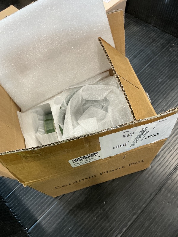 Photo 1 of ***MAJOR DAMAGE*** ***READ CLERK NOTES*** BUYMAX Ceramic Plant Pot – 4”+5”+6” inch Ceramic Flower Pot with Drainage Holes and Tray - Gardening Home Desktop Office Windowsill Decoration Gift Set 3 (Patina)