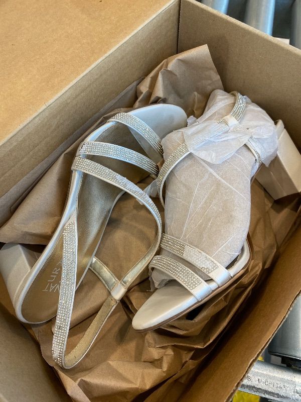 Photo 1 of *Minor Damaged*
Naturalizer Womens Vanessa2 Rhinestone Embellished Strappy Heeled Sandal ,White Satin ,8.5W