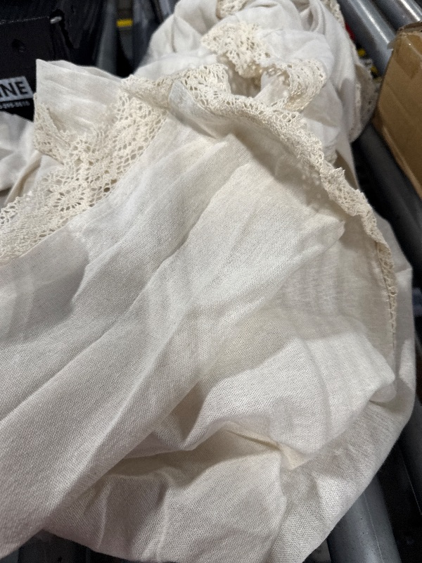 Photo 1 of *** SIMILAR IMAGE UNKNOWN SIZE OR MODEL **Rectangle Tablecloth Offwhite Farmhouse Elegant Table Cover with Hollow Vintage Lace Border for Christmas Kitchen Home Outdoor Indoor Dining Decor (Beige