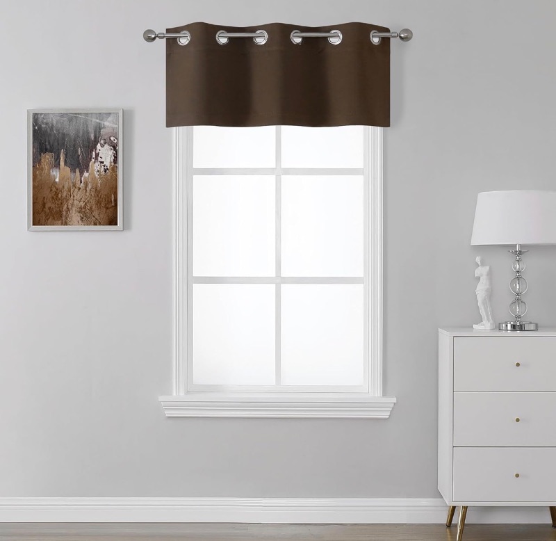 Photo 1 of ** SIMILAR IMAGE UNKNOWN SIZE OR BRAND**SeeGlee Coffer Brown Grommet Top Valance Blackout Curtain Panel - Window Treatment Thermal Insulated Draperies for Kitchen(1 Pack,36 W X 16 L)
