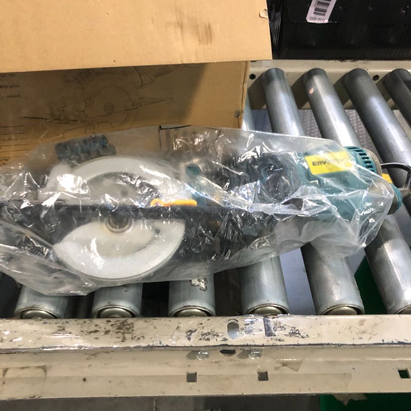 Photo 1 of ** DIRTY**Enventor Mini Circular Saw, 5.8A 4-1/2" Electric Circular Saws with 6 Saw Blades, Laser Guide, Max Cutting Depth 1-11/16"(90°), 1-1/8"(45°) for Soft Metal, Wood, Tile, Drywall, Plastic Cutting