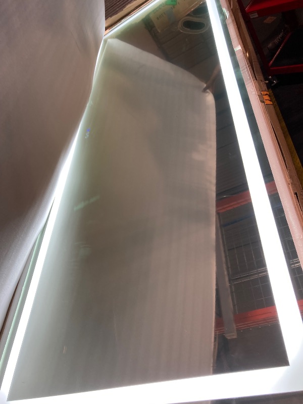 Photo 1 of **Box damaged** Amorho LED Bathroom Mirror 96" X36" with Front and Backlight, Large Dimmable Wall Mirrors with Anti-Fog, Shatter-Proof, Memory, 3 Colors, Double LED Vanity Mirror, ETL Listed