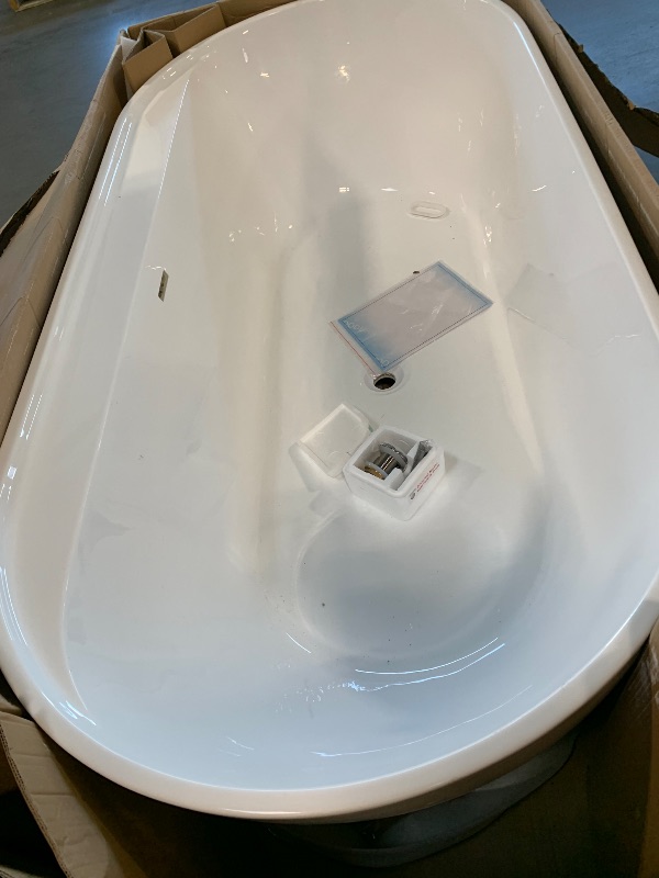 Photo 1 of ***HAS A SMALL CRACK ON THE SHORT SIDE *** WOODBRIDGE 72" Acrylic Freestanding Bathtub Contemporary Soaking White Tub with Brushed Nickel Overflow and Drain,B0059BN