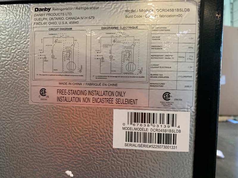 Photo 1 of ***HAS SMALL-MEDIUM SIZED DENTS***  Danby DCR045B1BSLDB 4.5 cu. ft Stainless Steel Compact Fridge with True Freezer