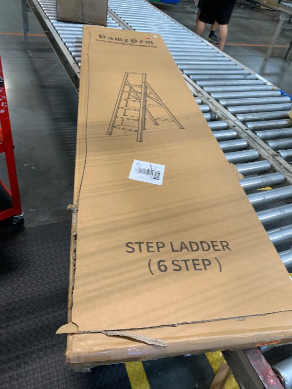 Photo 1 of ***FACTORY SEALED *** GameGem 6 Step Ladder for 12 Feet High Ceiling, Lightweight Aluminum Folding Step Stool with Convenient Handgrip, Stepladders with Anti-Slip and Wide Pedal for Home Use Space Saving - Black