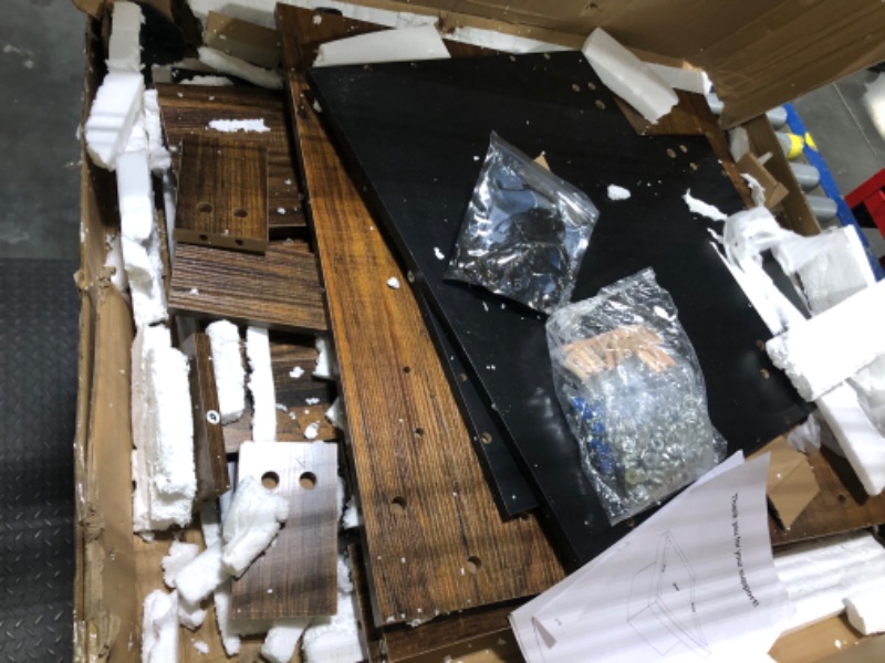 Photo 1 of ***BOX DAMAGED, POSSIBLE MISSING PARTS*** Tribesigns Coffee Table Square LED Coffee Table Engineered Wood Low Center Cocktail Tables for Living Room (Rustic Brown+Black)