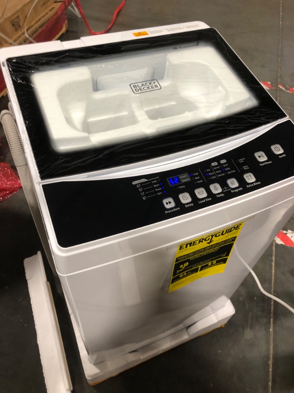 Photo 1 of ***MEDIUM SIZED DENT ON THE BACK*** BLACK+DECKER Small Portable Washer, Washing Machine for Household Use, Portable Washer 1.7 cu.Ft with 8 Cycles, Transparent Lid & LED Display