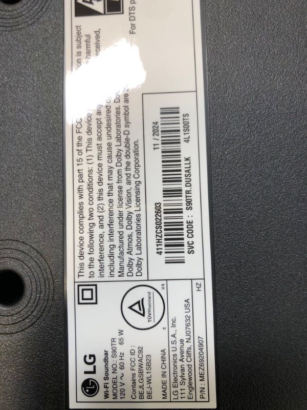 Photo 1 of ***COULD NOT GET SUBWOOFER AND LEFT/RIGHT SPEAKERS TO PAIR*** LG S90TR 7.1.3-Channel OLED evo TV Matching Home Theater Soundbar with Rear Surround Speakers and Wireless Subwoofer, Wow Orchestra, Dolby Atmos, WOWCAST Built-in (2024 Model)