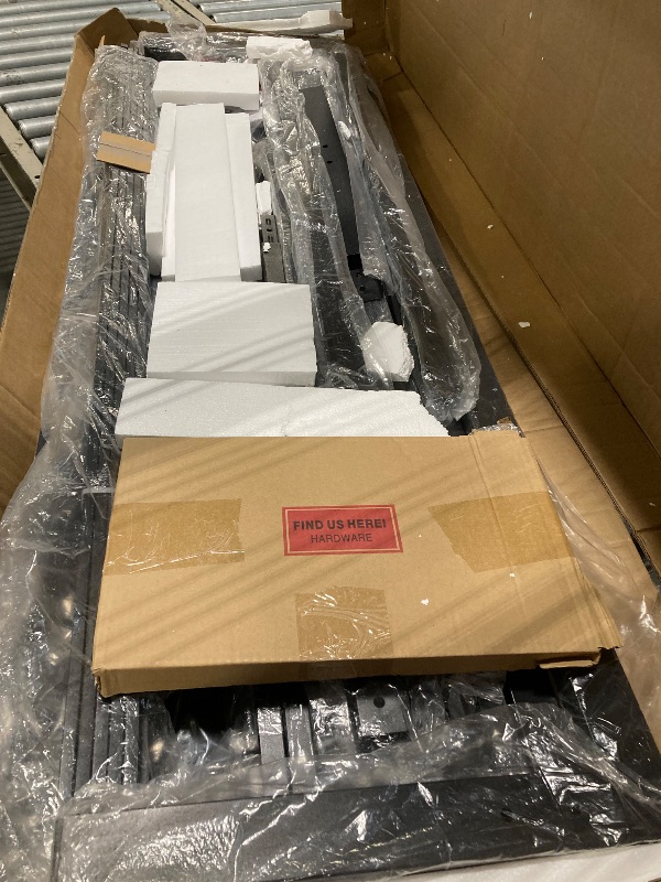 Photo 1 of ***POSSIBLE MISSING PARTS***  Feonase Full Size Metal Bed Frame with Faux Leather Button Tufted Headboard, Heavy-Duty Platform Bed Frame with 12" Storage, Steel Slats Support, No Box Spring Needed, Noise Free, Black