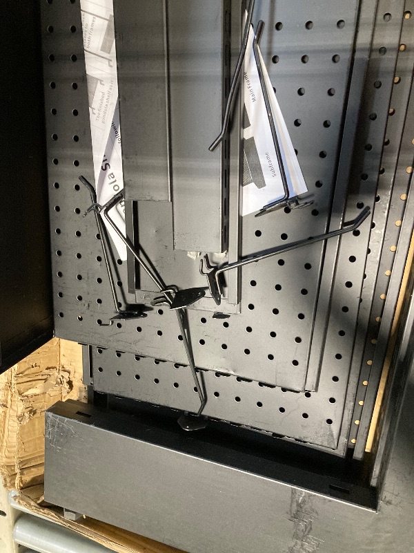 Photo 1 of ***MODERATE DAMAGE, MISSING SOME HOOKS AND POSSIBLY OTHER PARTS** Eastern Tree Pegboard Display Stand, 4x6.5 Feet Gondola Retail Shelving Wall Display for Convenient Grocery Office Supply or Retail Stores, Standing Peg Board Display Rack with 30 Hooks