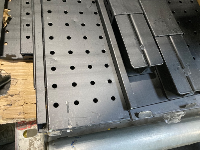 Photo 1 of ***MODERATE DAMAGE, MISSING SOME HOOKS AND POSSIBLY OTHER PARTS** Eastern Tree Pegboard Display Stand, 4x6.5 Feet Gondola Retail Shelving Wall Display for Convenient Grocery Office Supply or Retail Stores, Standing Peg Board Display Rack with 30 Hooks