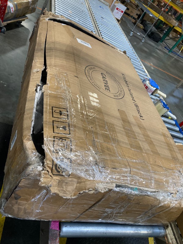 Photo 1 of ***STOCK IMAGE, ITEM/ COLOR MAY VARY, ONE PANEL HAS A BROKEN CORNER, POSSIBLE MISSING PIECES***GarveeHome Kitchen Island with Storage 42" - Heavy Duty Kitchen Cart, Mobile Kitchen Island with 2-Tier Shelves & 5 Hooks, Solid Wood Countertop for Small Space