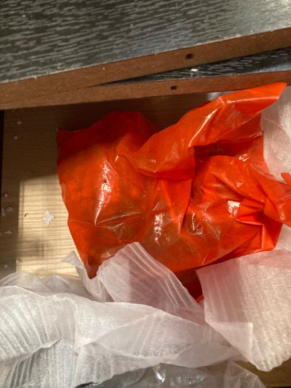 Photo 1 of ***STOCK IMAGE, ITEM/ COLOR MAY VARY, ONE PANEL HAS A BROKEN CORNER, POSSIBLE MISSING PIECES***GarveeHome Kitchen Island with Storage 42" - Heavy Duty Kitchen Cart, Mobile Kitchen Island with 2-Tier Shelves & 5 Hooks, Solid Wood Countertop for Small Space