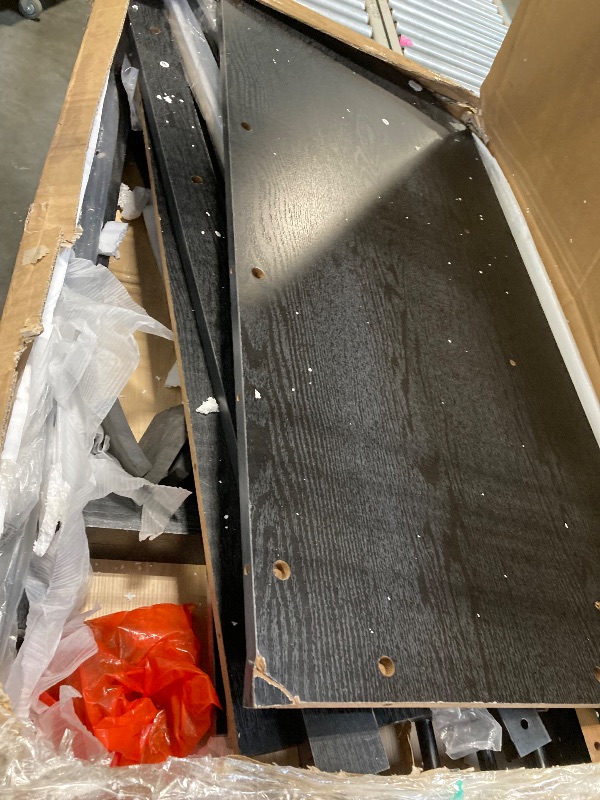 Photo 1 of ***STOCK IMAGE, ITEM/ COLOR MAY VARY, ONE PANEL HAS A BROKEN CORNER, POSSIBLE MISSING PIECES***GarveeHome Kitchen Island with Storage 42" - Heavy Duty Kitchen Cart, Mobile Kitchen Island with 2-Tier Shelves & 5 Hooks, Solid Wood Countertop for Small Space