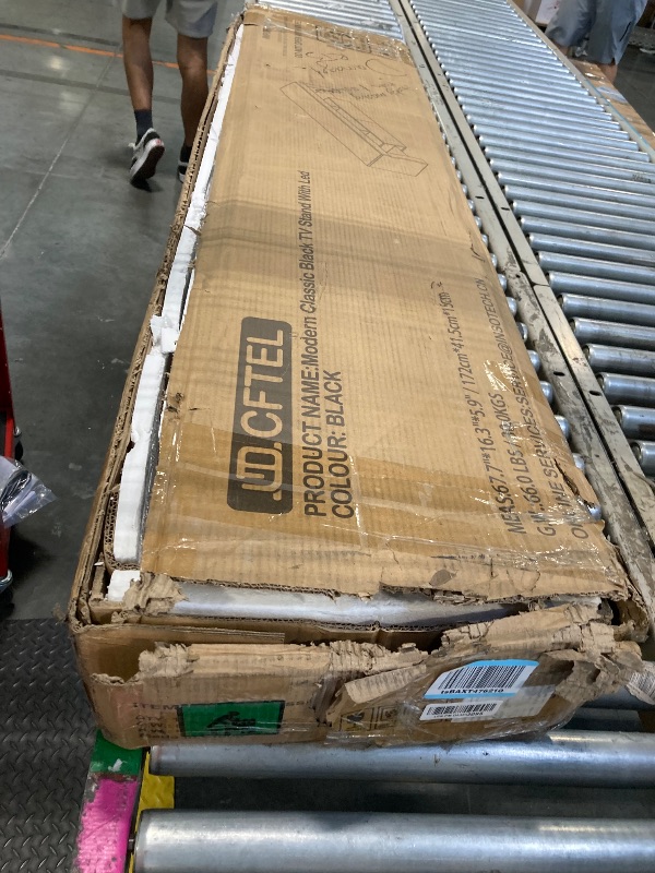 Photo 1 of ****POSSIBLE MISSING PARTS *** CFTEL Black TV Stand, 60 65 70 75 inch Wood TV Stand, High Glossy Entertainment Center with Large Drawers ? Glass Display Shelf, LED Modern Media Gaming Cabinet TV Console for Livingroom, Bedroom