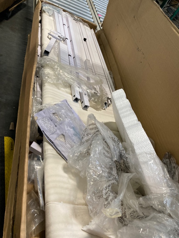 Photo 1 of ***POSSIBLE MISSING PARTS**** Novilla Queen Bed Frame with Piano Keys Headboard and Footboard, Metal Platform Bed Frames Queen Size, No Box Spring Needed, Easy Assembly, Steel Slats Support, Velvet White