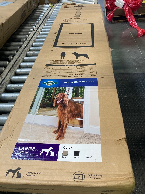 Photo 1 of ****POSSIBLE MISSING PARTS*** PetSafe Sliding Glass Pet Door - No-Cut DIY Install Doggy Door for Renters - Aluminum Frame - Adjustable Height 91 7/16" to 96" - Ideal for Large Dogs Up to 130 lb - White