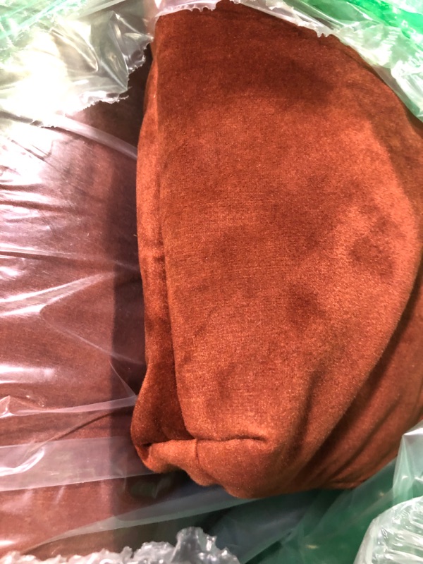 Photo 1 of ***MISSING MIDDLE, RIGHT AND FOOT REST *** Acanva Luxury Modern Tight Curved Back Velvet Sofa, Minimalist Style Comfy Couch for Living Room Apartment, 4 Seater Modular Sectional, Tangerine