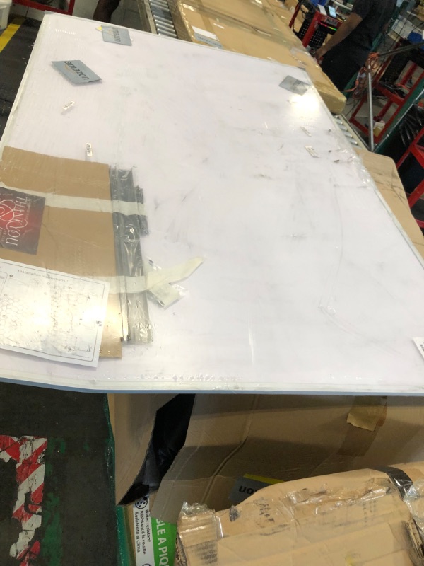 Photo 1 of ****MINOR DAMAGE ONE CORNER IS BENT OUT OF SHAPE*** VIZ-PRO Dry Erase Board/Magnetic Whiteboard, 72 x 48 Inches, Large Wall Mounted Board for School Office and Home 6' x 4'