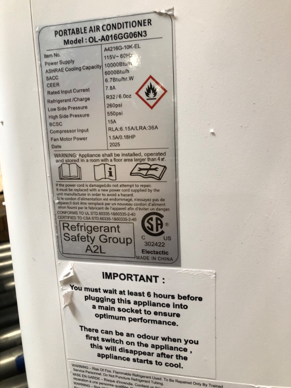 Photo 1 of ***BROKEN PARTS*** ZAFRO 10,000 BTU Portable Air Conditioners, 4 Modes Portable AC Unit with Fast Cooling/Energy Efficient/Remote/24Hrs Timer for Bedroom/Dorms/Indoor Rooms, White