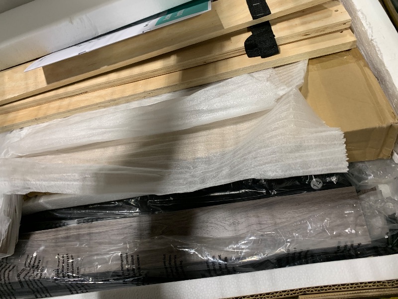 Photo 1 of ***ONE OF THE WOODEN PLANKS IS CRACKED*** LINSY Wood Queen Bed Frame with Headboard, Farmhouse Bed Frame Queen Size with High Footboard, Wood Bed Fast Assembly, Noise-Free, No Box Spring Needed - Grey